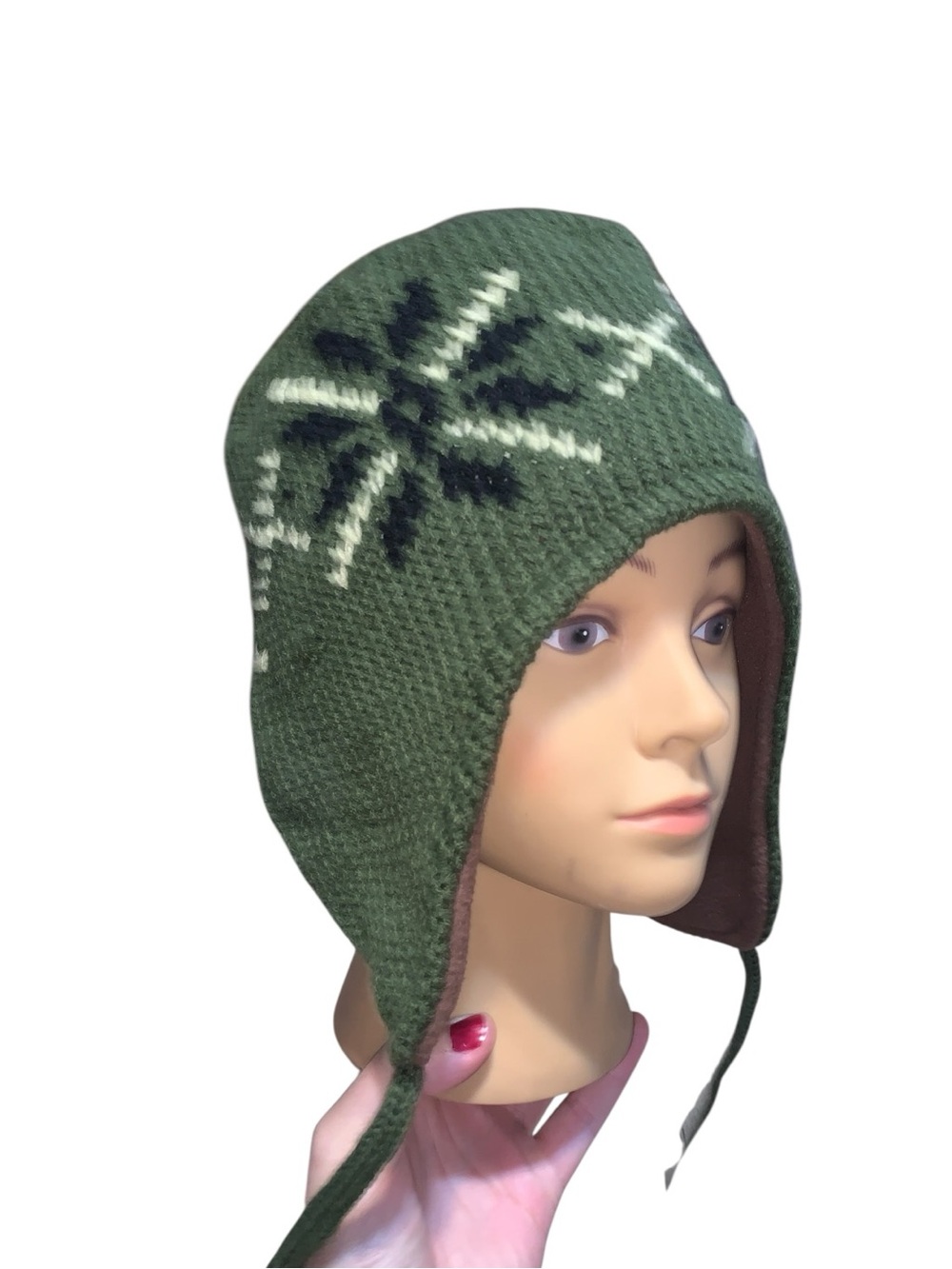 NWT Pugs Gear Snow Bum Hat Beanie Fleece Lined green